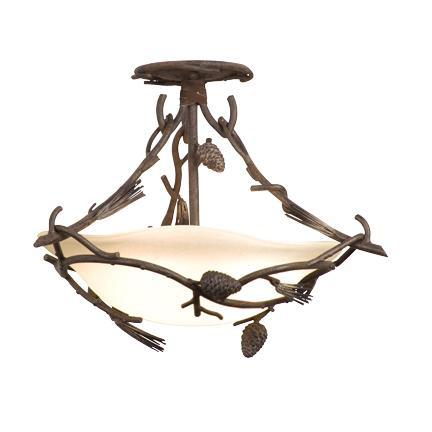 C118-5027SC By Kalco Lighting-Ponderosa Collection Sycamore Finish 3-Lt. Semi-Flush
